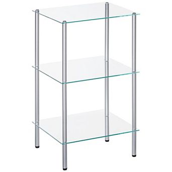 3 tier Bathroom Shelf with Tempered Glass and Metal Frame for Towels, Toiletries, or Decor
