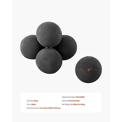 6-Piece Ceramic Fireballs for Fire Pits, Fireplaces, Patios, or Camping