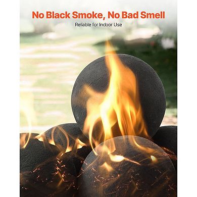 6-Piece Ceramic Fireballs for Fire Pits, Fireplaces, Patios, or Camping