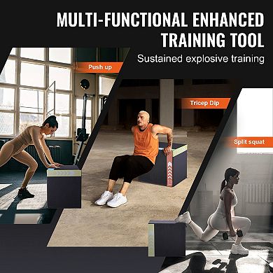 3-Position Soft Plyometric Jump Box, Cotton-Filled Exercise Box for Strength Training