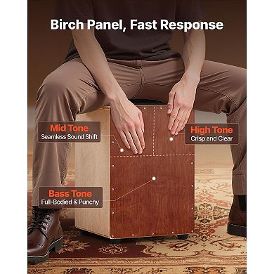 Hand Percussion Cajon Box Drum with Carry Bag, Wooden Snare Drum for Practice
