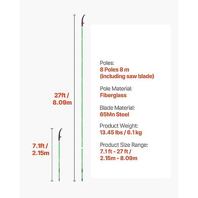Adjustable Pole Saw and Tree Pruner Kit for High Branches with Carrying Bag