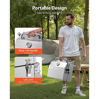 Camping and Patio Tabletop Gas Grill with 2 Burners and Thermometer