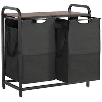 Laundry Sorter with 2 Removable Bags, Tabletop Shelf, and Adjustable Feet