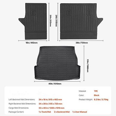 Full Coverage Car Cargo and Backrest Mat TPE Tool-Free Install Interior Guard
