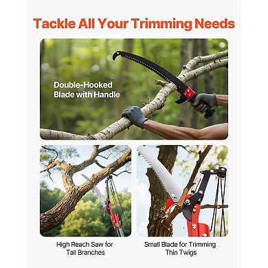 Extendable Pole Saw and Tree Pruner with Dual Blades and Pruning Scissors