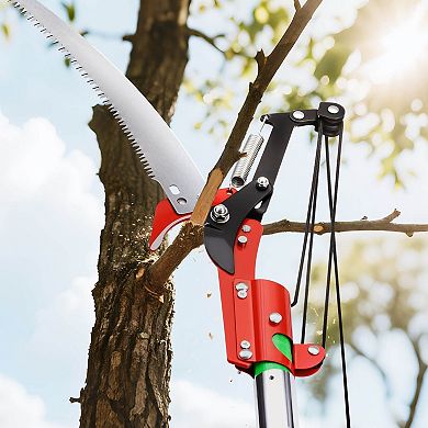 Extendable Pole Saw and Tree Pruner with Dual Blades and Pruning Scissors