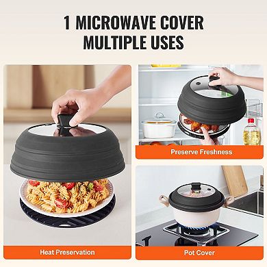 Microwave Splatter Cover with Collapsible Lid and Heat-Resistant Silicone Mat