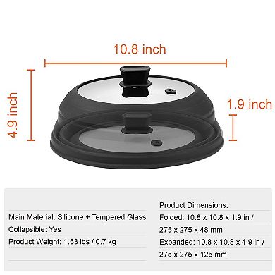 Microwave Splatter Cover with Collapsible Lid and Heat-Resistant Silicone Mat