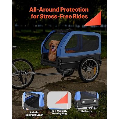 Dog Bike Carrier with Spacious Cabin, Built-In Leash, and Rear Reflector