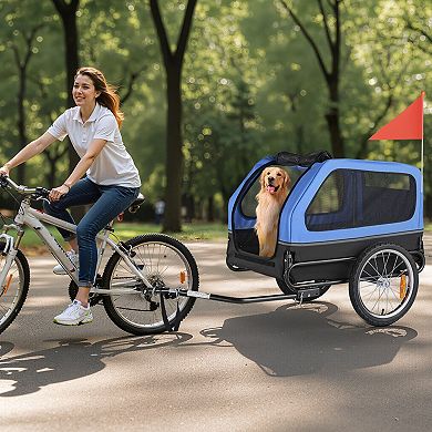 Dog Bike Carrier with Spacious Cabin, Built-In Leash, and Rear Reflector