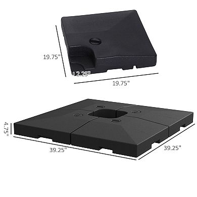 4-Piece Cantilever Patio Umbrella Base Weight Plates, Sand or Water Fill