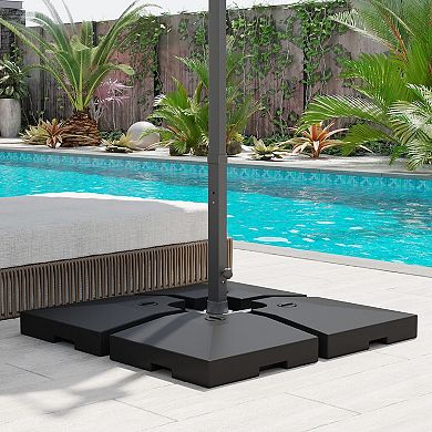 4-Piece Cantilever Patio Umbrella Base Weight Plates, Sand or Water Fill