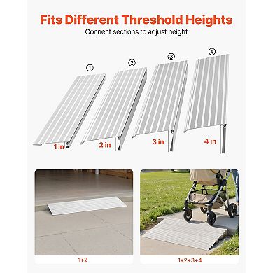 Aluminum Threshold Ramps for Home Entryways, Garages, and Patios, 4-Piece Set
