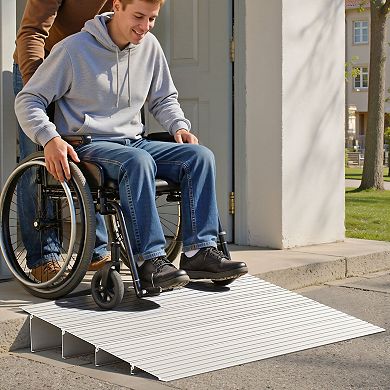 Aluminum Threshold Ramps for Home Entryways, Garages, and Patios, 4-Piece Set