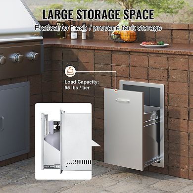Patio Storage Drawer Stainless Steel for Outdoor Grill Accessories