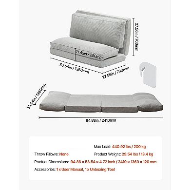 Folding Sofa Bed for Small Spaces, Dorms, or Studios with Fabric