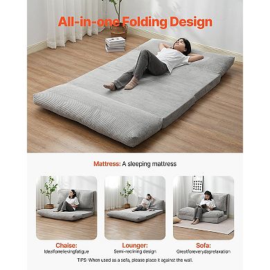 Folding Sofa Bed for Small Spaces, Dorms, or Studios with Fabric