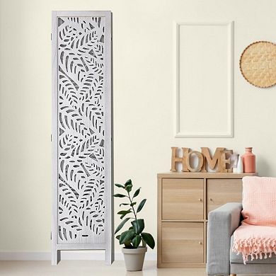 Large Folding Privacy Screen Room Divider, 6 Panel Bohemian Wood Panels