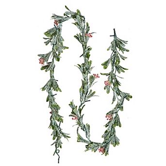 6.6-Foot Christmas Garland for Indoor or Outdoor Décor with Olive Leaves and Lights