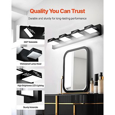 4-Light LED Bathroom Vanity Fixture with Adjustable Rotating Lamp Heads