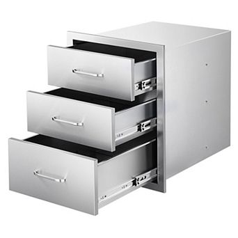 3-Drawer Stainless Steel Outdoor Kitchen Cabinet for BBQ, Utensils, and Dishes