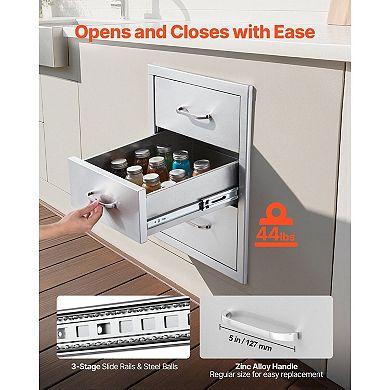 3-Drawer Stainless Steel Outdoor Kitchen Cabinet for BBQ, Utensils, and Dishes