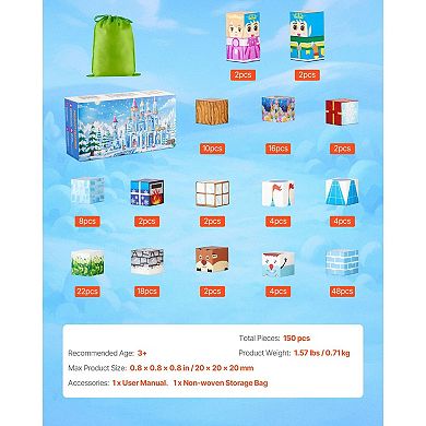 150 Magnetic Blocks for Kids, Creative STEM Building Set with Storage Bag Included