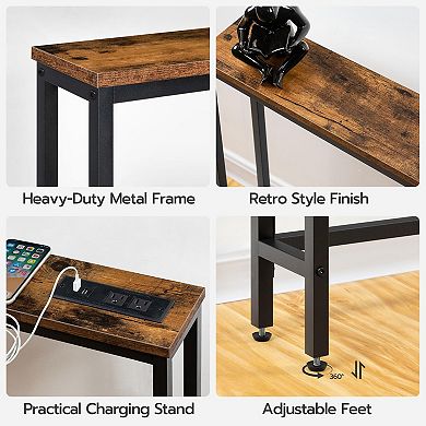 Slim Console Table with Charging Station Behind Sofa Table with 2 Outlets and 2 USB Ports