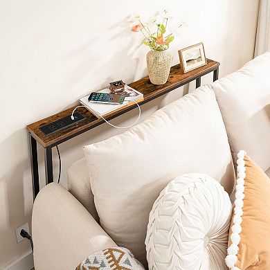 Slim Console Table with Charging Station Behind Sofa Table with 2 Outlets and 2 USB Ports