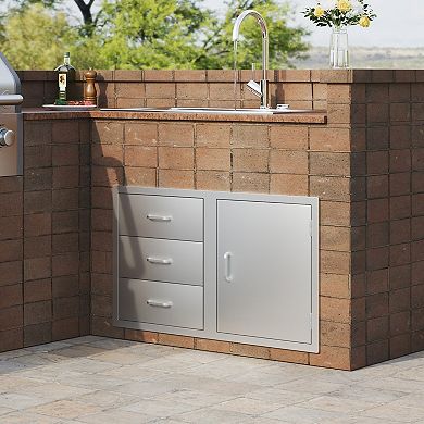 3-Tier Stainless Steel Kitchen Drawer with Side Access for Trash or Propane