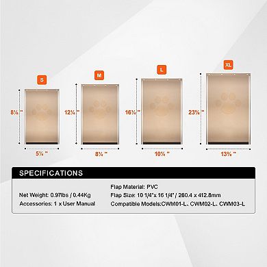 Dog Door Replacement Flap Rounded Edges PVC Windproof Waterproof