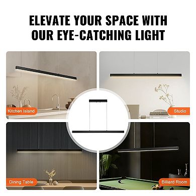 Modern Linear LED Pendant Light Adjustable Height Three Color Temperatures