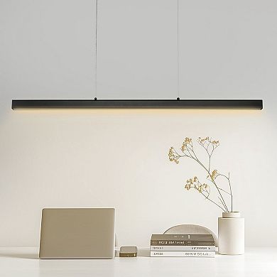 Modern Linear LED Pendant Light Adjustable Height Three Color Temperatures