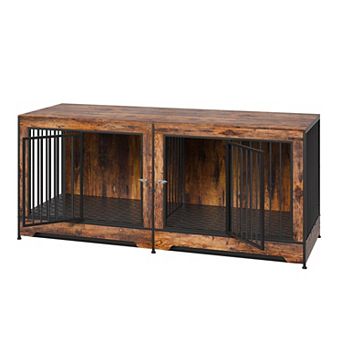 Large Furniture Style Dog Crate Table with Adjustable Divider and Dual Side Doors