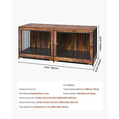 Large Furniture Style Dog Crate Table with Adjustable Divider and Dual Side Doors