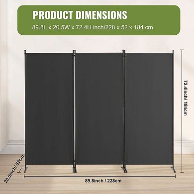 3-Panel Folding Room Divider with Polyester Fabric and Adjustable Panels