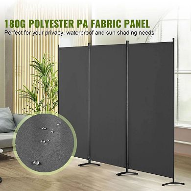 3-Panel Folding Room Divider with Polyester Fabric and Adjustable Panels