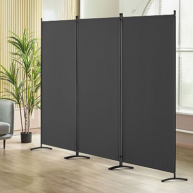 3-Panel Folding Room Divider with Polyester Fabric and Adjustable Panels
