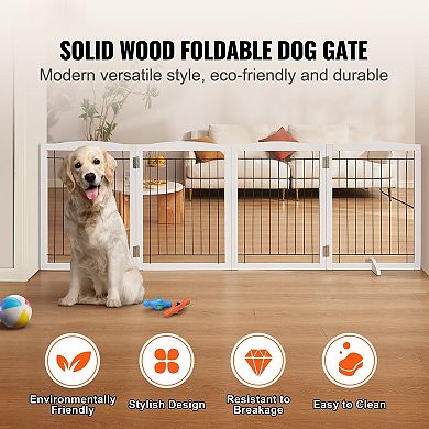 Foldable Wooden Gate for Doorways, Hallways, and Stairs, Extra-Wide