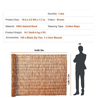 Outdoor Reed Privacy Fence Panel for Yard, Garden, Patio and Balcony