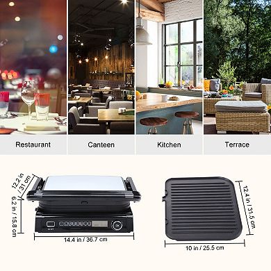 Electric Indoor Griddle with Removable Plates, 1800W Countertop Grill