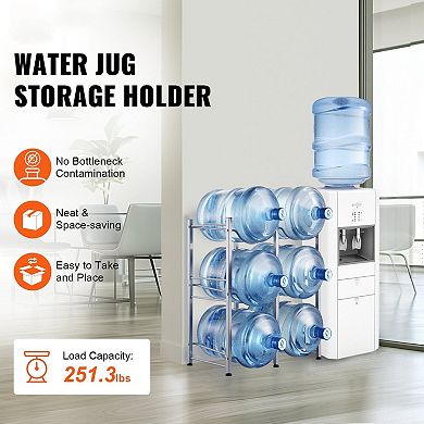 3-Tier Water Jug Rack for 6 Bottles with Powder-Coated Cast Iron