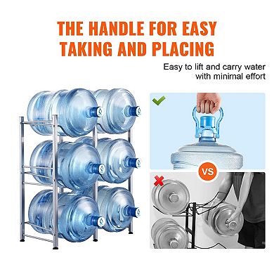 3-Tier Water Jug Rack for 6 Bottles with Powder-Coated Cast Iron