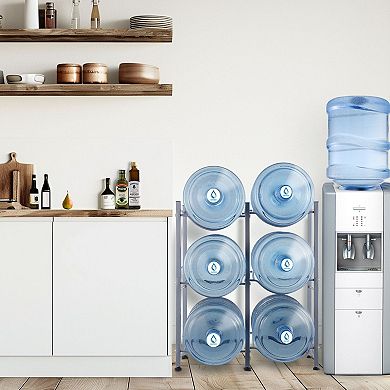 3-Tier Water Jug Rack for 6 Bottles with Powder-Coated Cast Iron
