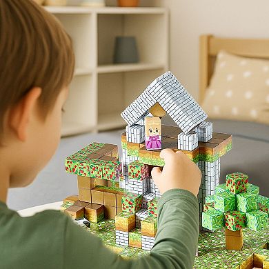 Kids Magnetic Building Blocks 150-Piece Set, 3D Construction with Portable Storage Bag