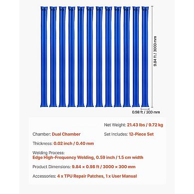 12-Pack Pool Cover Water Bags Double Chamber PVC