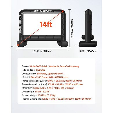 Inflatable Projector Screen with Washable Oxford Fabric and Easy Setup