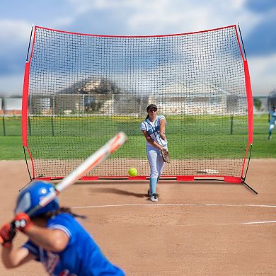 Backyard Sports Backstop Net with Frame, Portable Ball Barrier for Baseball and Soccer