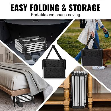 Foldable Aluminum Dog Stairs 5 Steps Adjustable Height for Travel and Home
